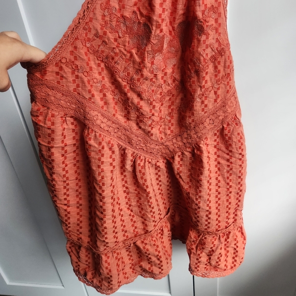 Free People Embroidered Elisa Orange Tunic Top Size S - Picture 5 of 11